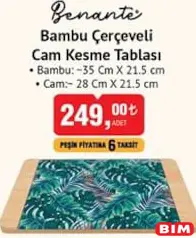 BENANTE BAMBU ÇERÇEVELİ CAM KESME TABLASI